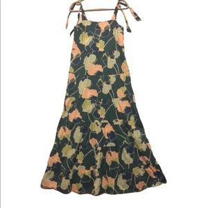 Sezane Floral Maxi Dress - Green and Orange
